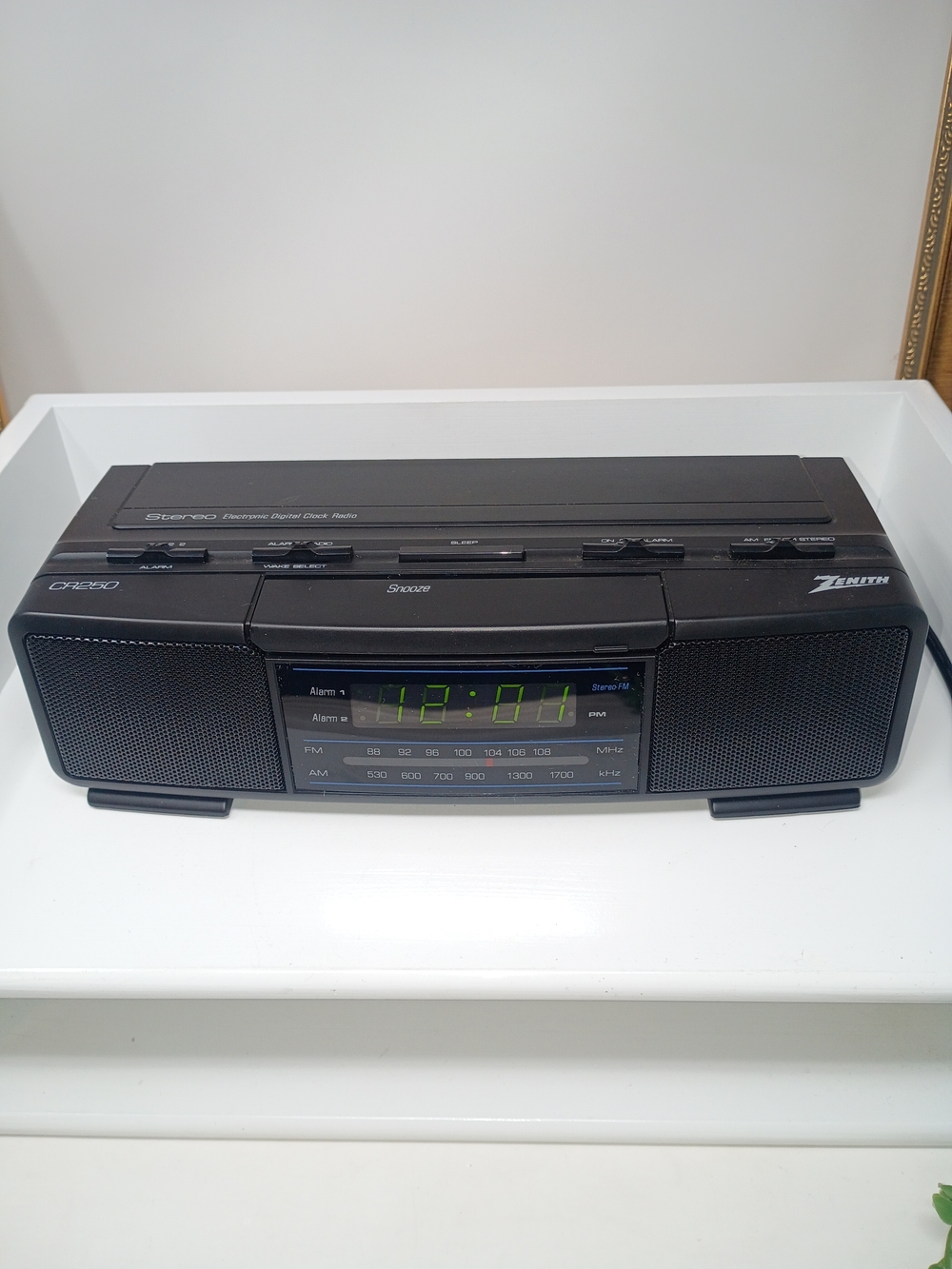 Zenith Black Portable Clock Radio with AM/FM and Dual Alarm